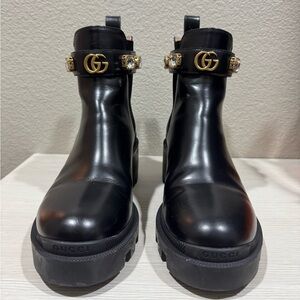 Gucci Women's Trip Embellished Block Heel Chelsea Boots